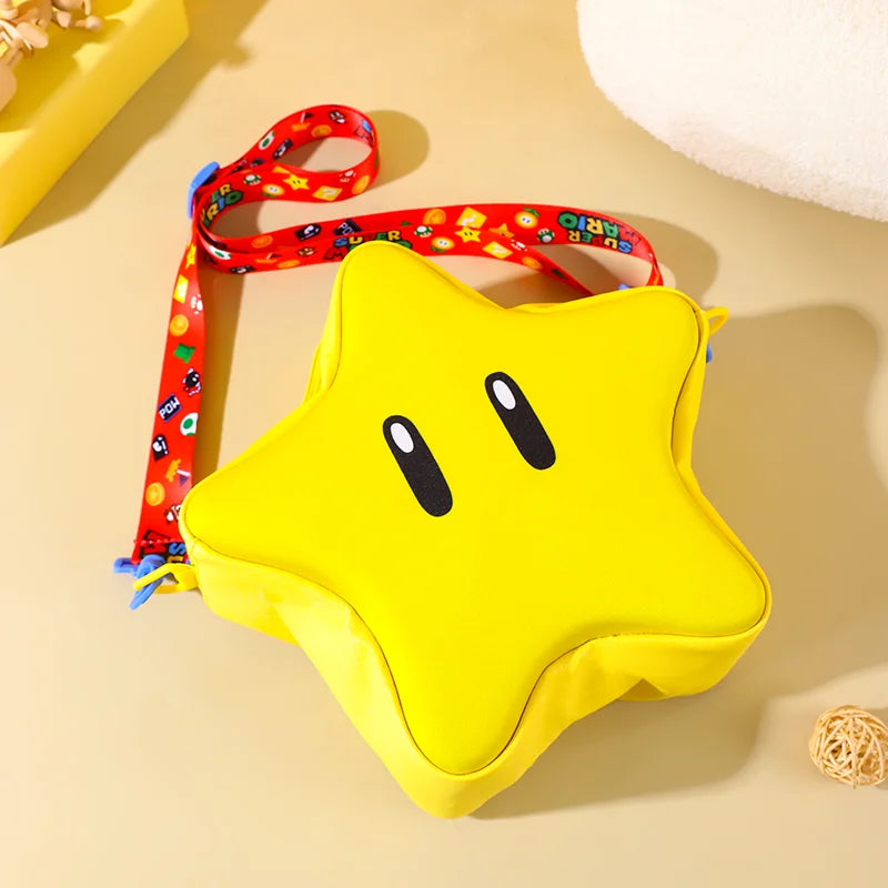 Super Mario Yellow Big Eye Star Backpack for Kids Girls Crossbody Anime Bag