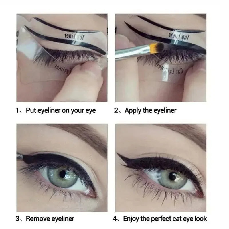 Reusable Eye Makeup Stencil Set for Winged Eyeliner and Eyeshadow - 10 Pieces