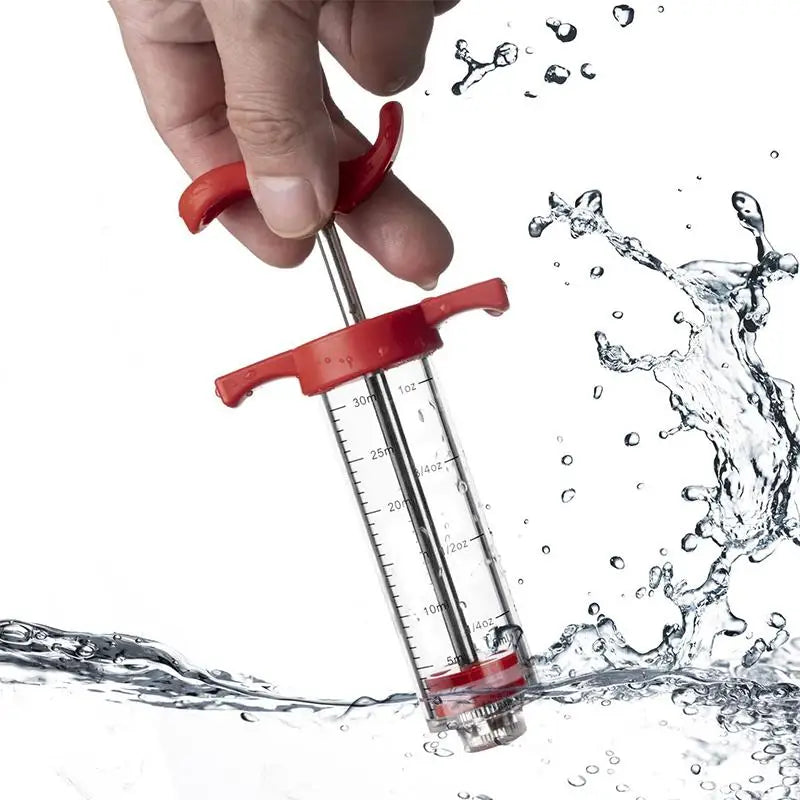 Meat Injector Syringe Kit with 3 Stainless Steel Marinade Needles for BBQ, Turkey, Chicken