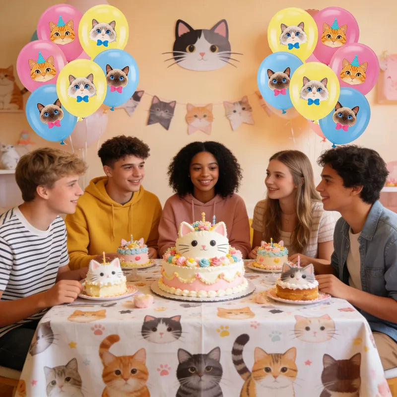 Cat Latex Balloons 12 Inch Cute Kitten Balloons for Birthday Baby Shower Pet Cat Party Decorations