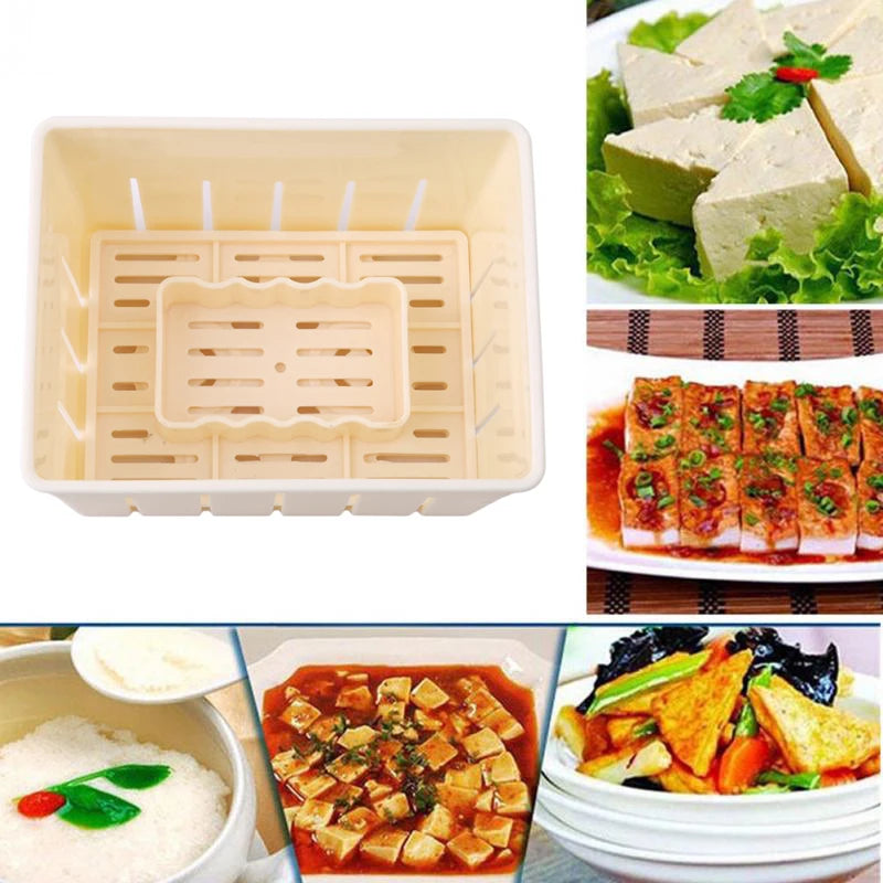 DIY Plastic Tofu Press Mold Kit for Homemade Soybean Curd Kitchen Cooking Tool