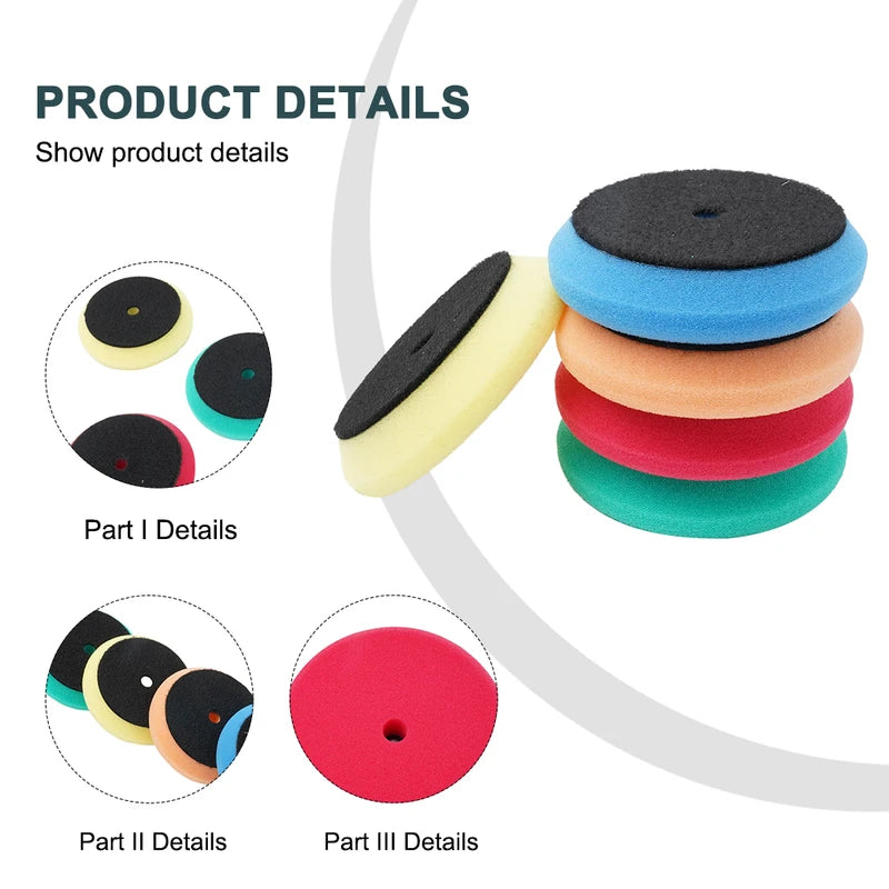 5 Pcs 3-Inch Car Polishing Pads Auto Buffing & Glazing Sponge Discs