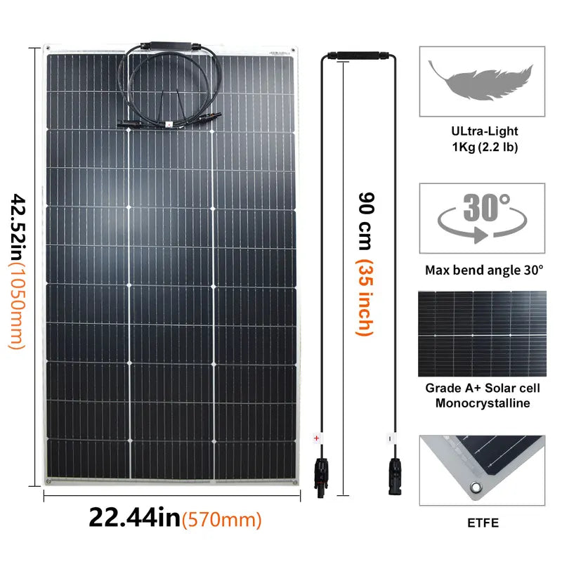 125W Flexible Monocrystalline Solar Panel for Off-Grid Systems 12V/24V
