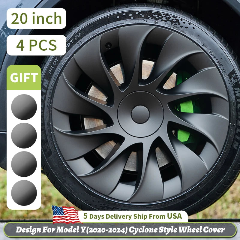 4PCS Wheel Cover Hubcaps for Tesla Model Y 2020-2024 20 Inch Full Cover Replacement