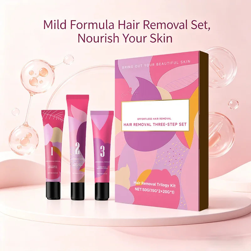 Facial Hair Removal Kit for Sensitive Skin - Gentle 3-Step Set, 50g