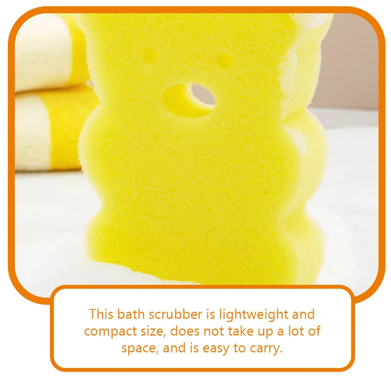6 Pack Baby Bath Sponges - Soft Bear Design Toddler Shower Scrubber for Newborns