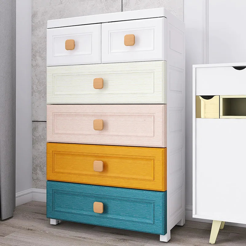 Thickened Plastic Storage Cabinet with Drawers - Childrens Wardrobe Organizer