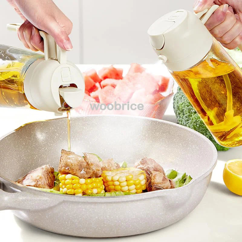 2-in-1 Oil Dispenser & Spray Bottle for Cooking with Adjustable Nozzle