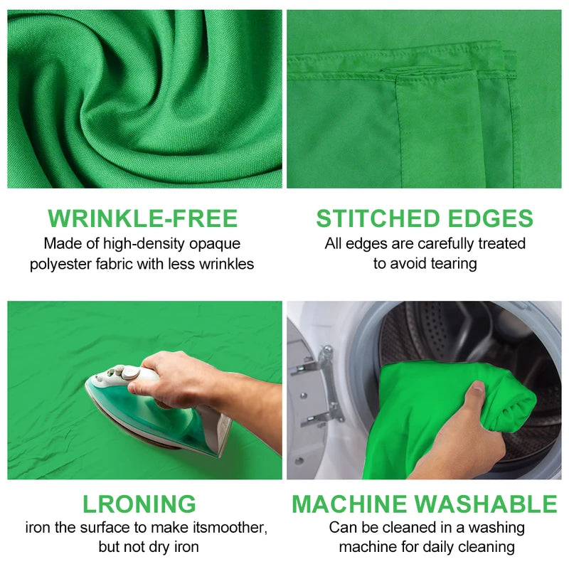 Photography Backdrop Cloth - Green, White, Blue, Green Screen Chroma Key Muslin Studio Background