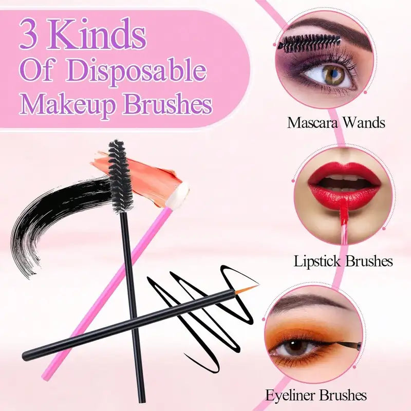 Disposable Makeup Tool Set with Puffs Mascara Wands Applicators for Professional & Beauty Use