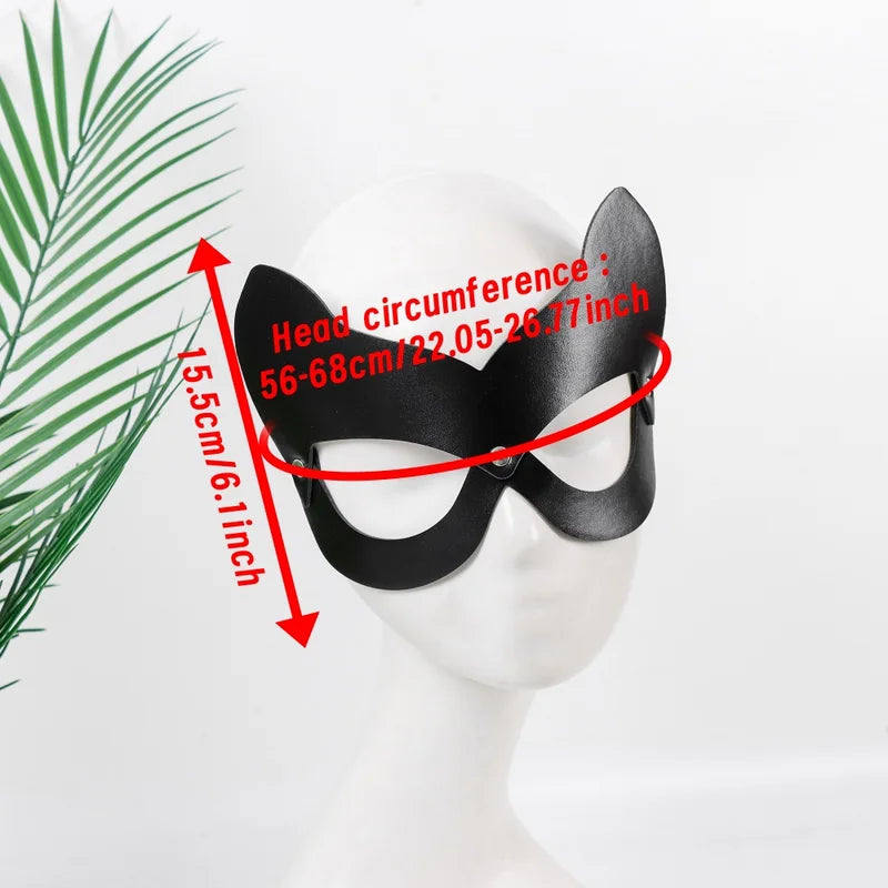 Edgy Cat Girl Rivet PU Half Face Mask for Halloween Cosplay Party