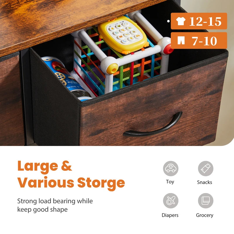 9-Drawer Fabric Storage Dresser for Bedroom Closet Organizer Tall Chest