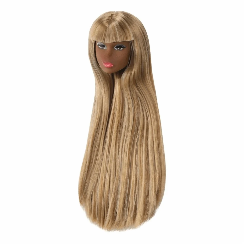 DIY Doll Head with Long Hair for 1/6 Figures, Face Practice Accessory