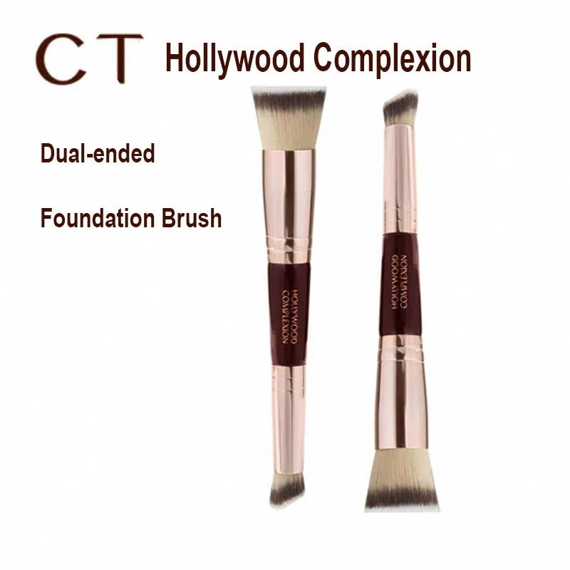 Dual-Ended Foundation Brush for Liquid & Powder Makeup - Soft Bristles, Flawless Application, Cosmetic Tool