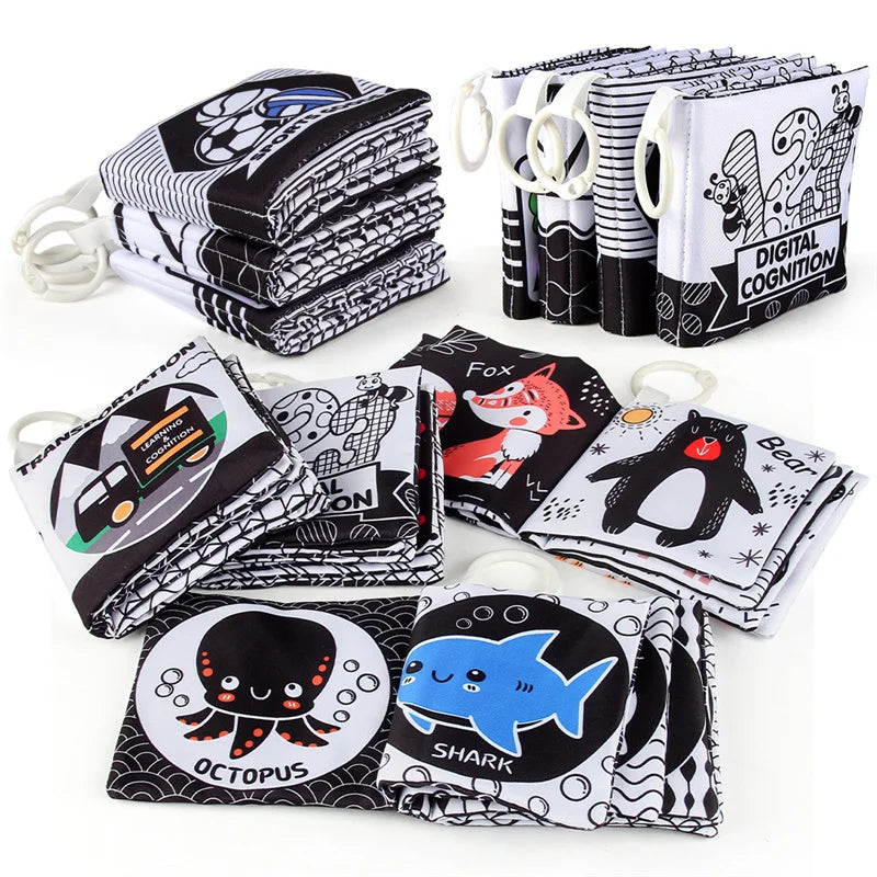Baby Sensory Book Black and White High Contrast Visual Stimulation Educational Toy
