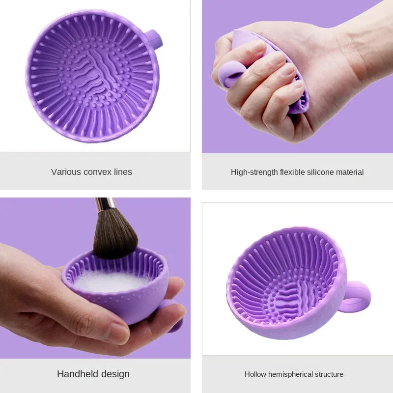 Silicone Makeup Brush Cleaner Bowl Folding Cosmetic Cleaning Tool - Multiple Colors