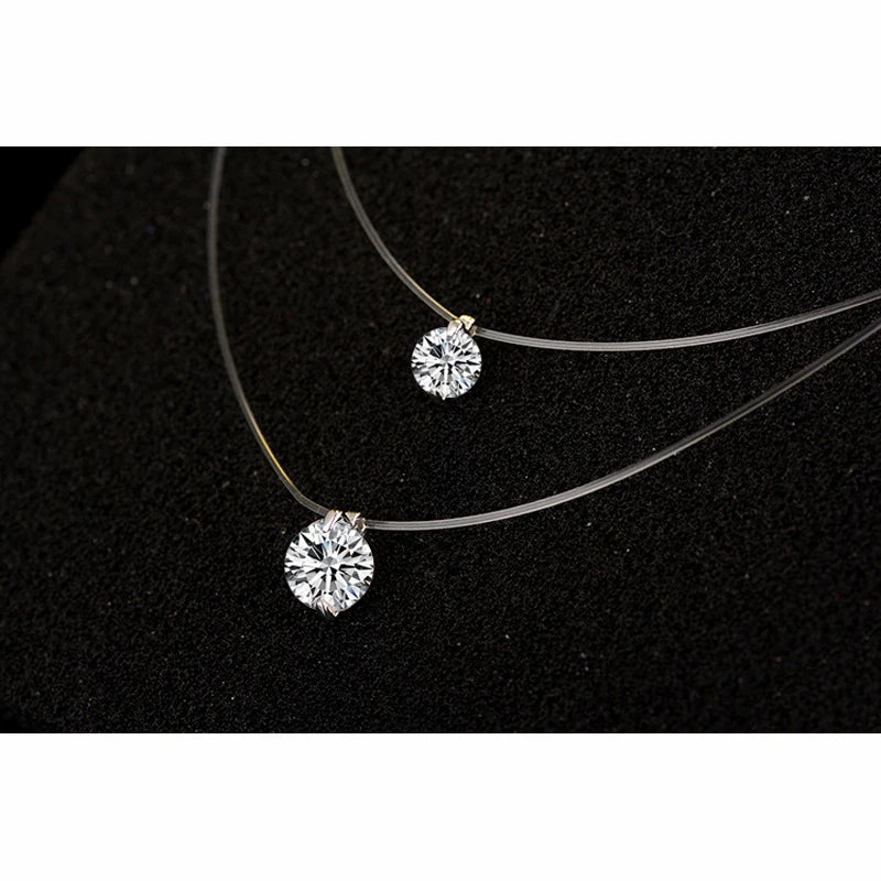 Sterling Silver Zircon Pendant Necklace for Women Short Fashion Chain