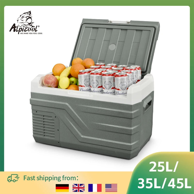 Portable Car Refrigerator Cooler with Compressor 12V/24V/110-240V for Camping Travel