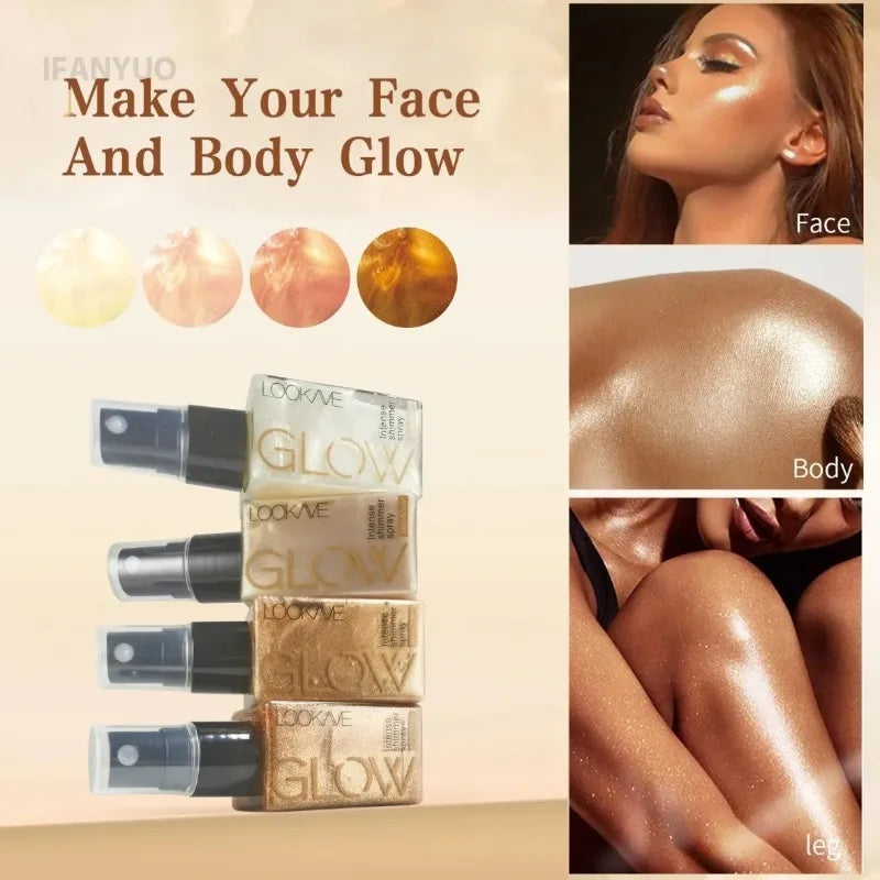 Pearlescent Glitter Spray - Shimmer Oil for Face & Body, Long-Lasting Glow
