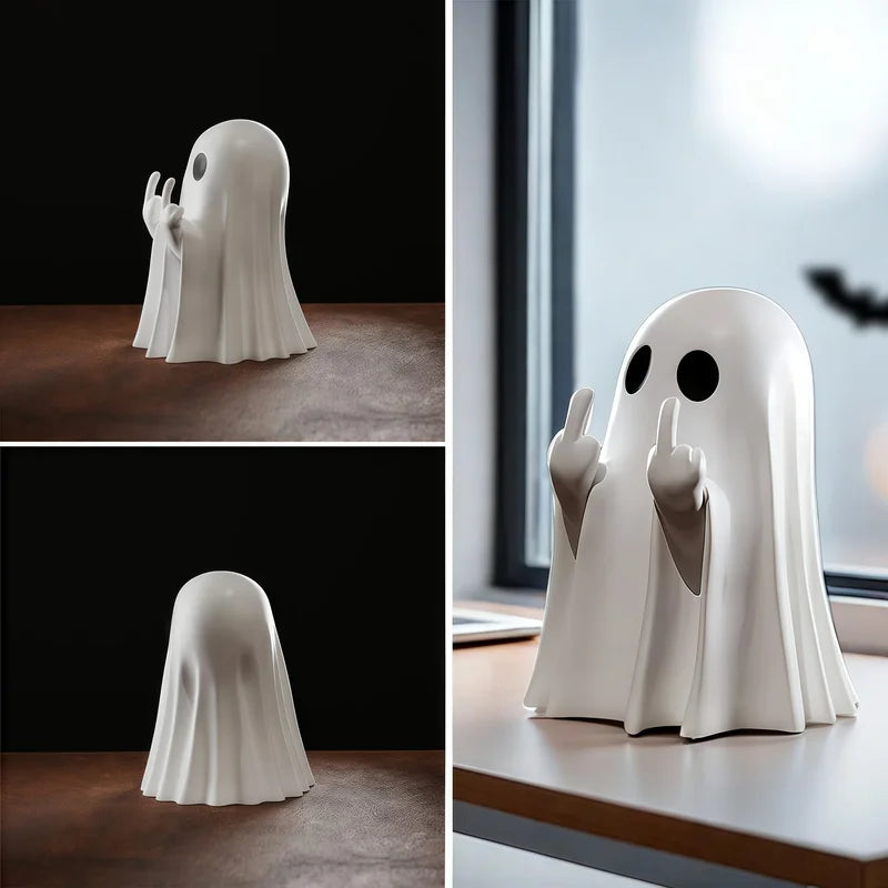 Cute Middle Finger Ghost Halloween Decor - Small Quirky Centerpiece for Home