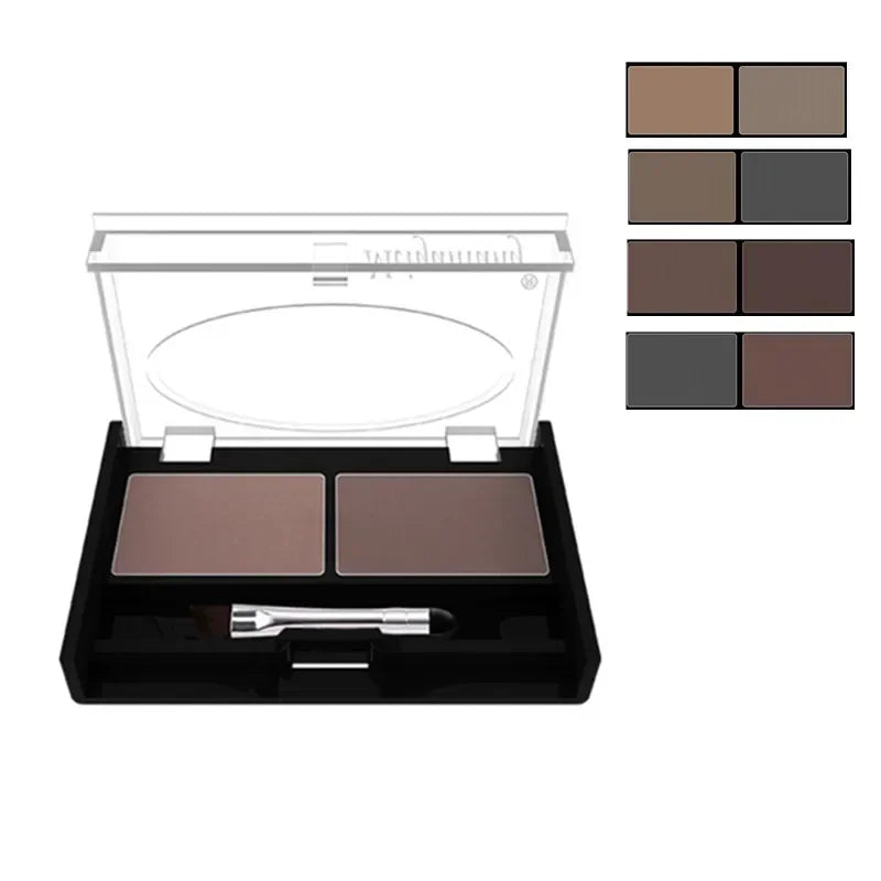 Eyebrow & Eyeshadow Makeup Kit - Waterproof 2-Color Powder Palette + Brush