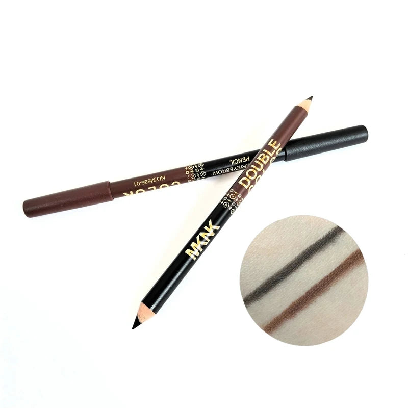 Dual-Color Wooden Gel Eyeliner Pencil - Black White & Brown Shades