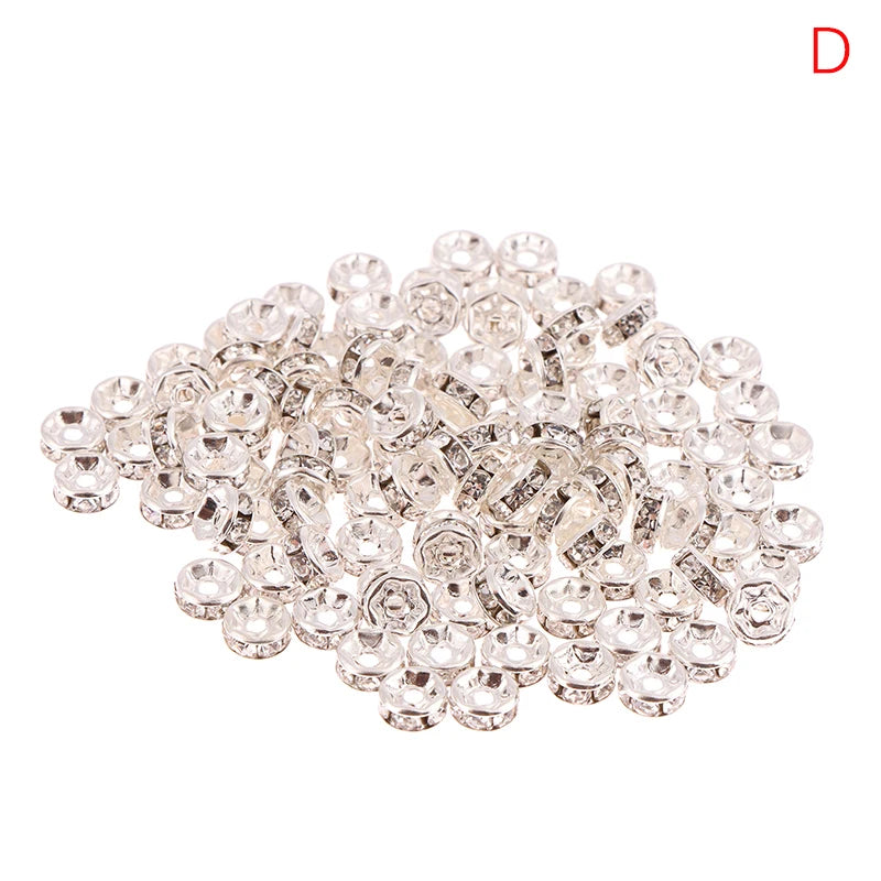 100pcs Stainless Steel Crystal Beads for Jewelry Making - Disc Spacer Charms