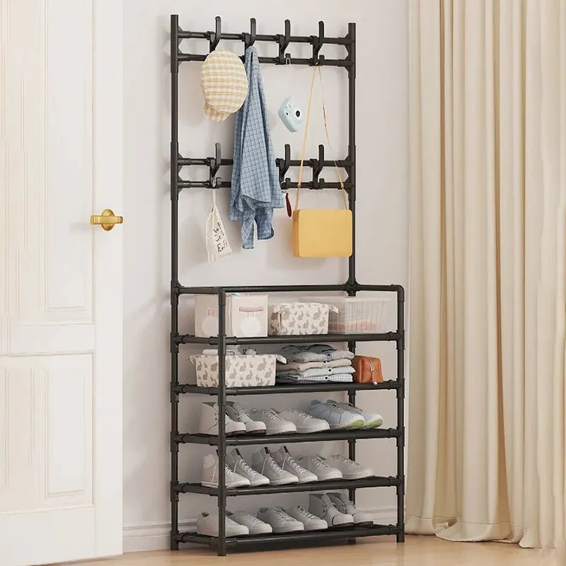 Five Layer Shoe Rack with Side Pockets - Multi-Functional Household Storage