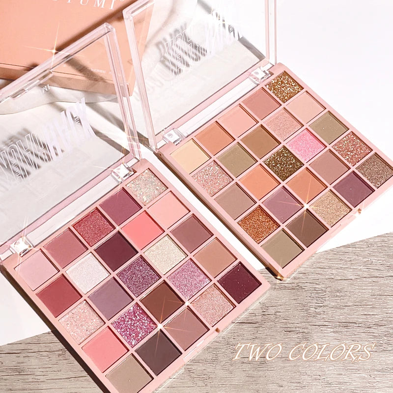 25-Color Eyeshadow Palette with Sparkling Powder & Pearl Sequin - Earth Tones & Bright Shades