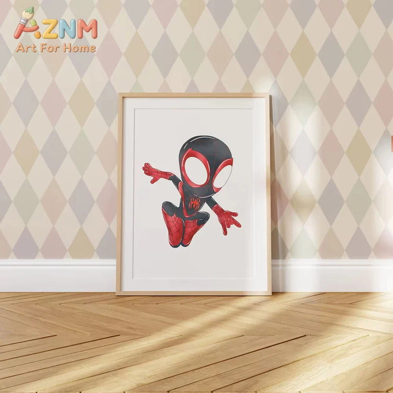 Kids Room Wall Art Poster - Marvel Superheroes Canvas Decor for Nursery & Playroom