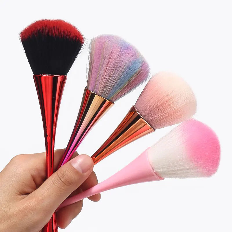 Cosmetic Makeup Brush Set - Loose Powder, Highlighting & Blush Brushes - Soft Synthetic Hair - Multiple Handle Colors