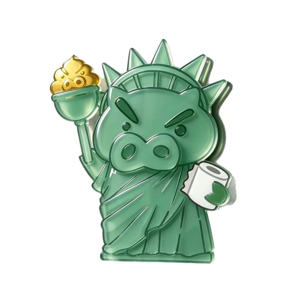 Funny Acrylic Fridge Magnet Set with Crayon Shin-Chan & Statue of Liberty Design - Refrigerator Decor