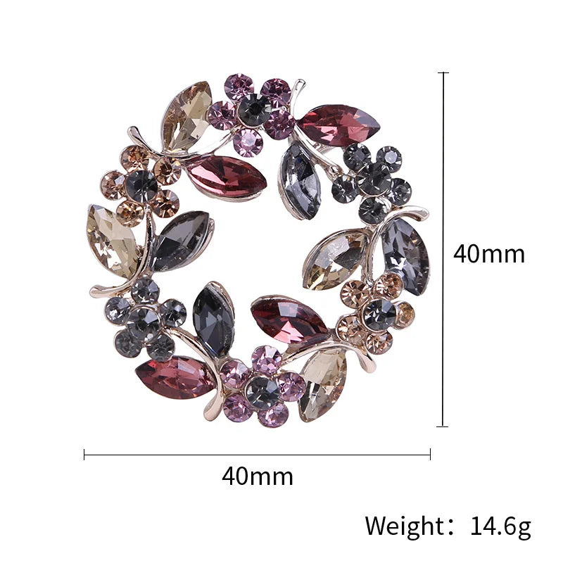 Elegant Leaf Ring with Rhinestones - Collar Brooch Jewelry Accessory