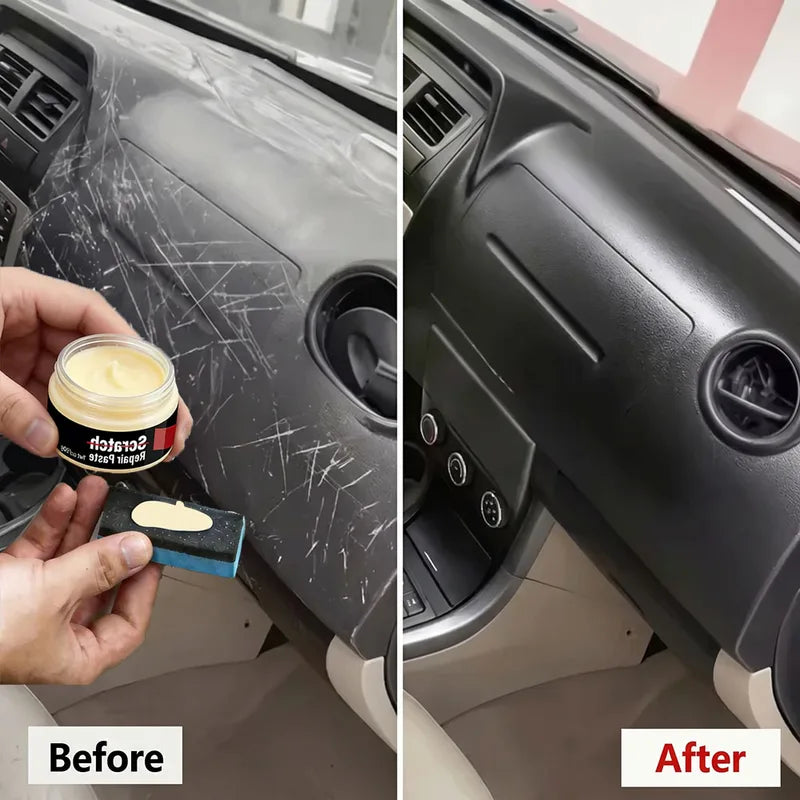 Car Plastic Restorer & Leather Repair Wax - Scratch & Trim Polish for Auto Interior & Tires