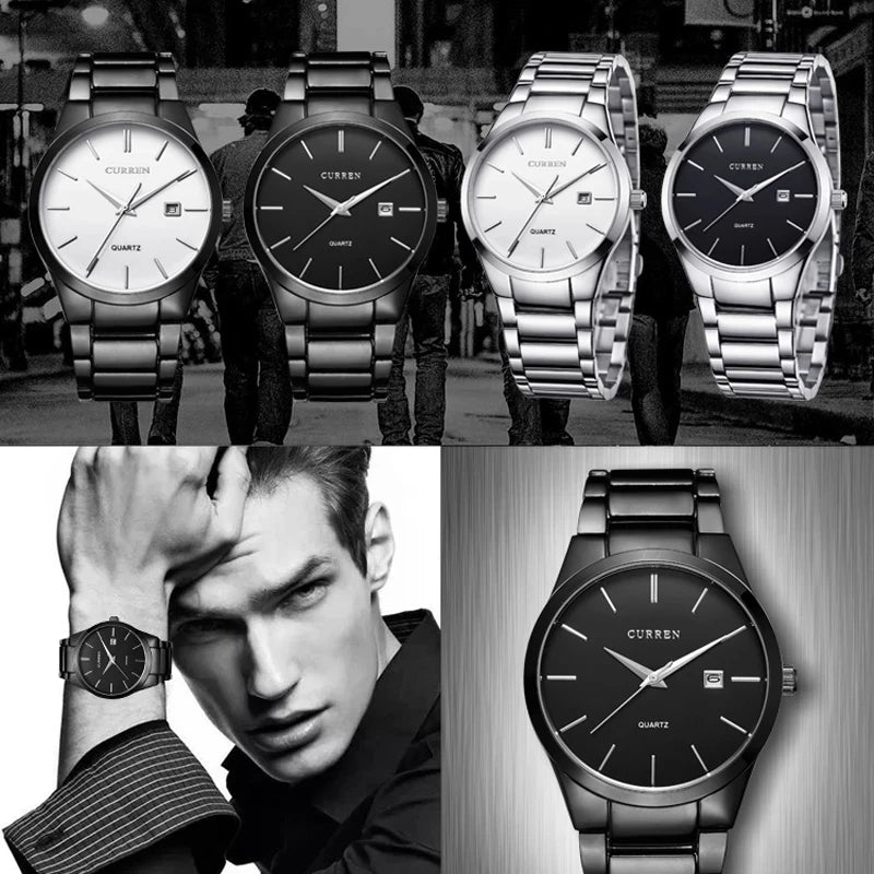 Men's Waterproof Quartz Watch with Steel Strap - Business & Casual