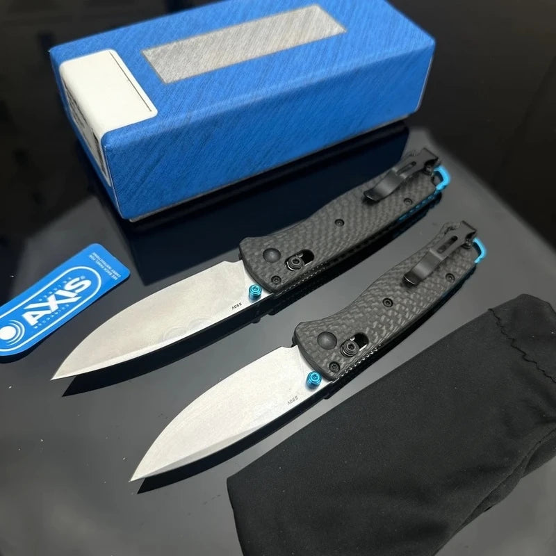 Folding Pocket Knife with Carbon Fiber Handle and Drop-Point Blade - Outdoor Survival Tool