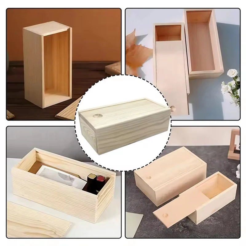 Wooden Pull-Out Jewelry Storage Box with Natural Pine Finish