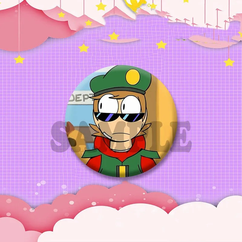 Anime Eddsworld Tord Coin Brooch Pin - Handmade Cartoon Role Play Badge