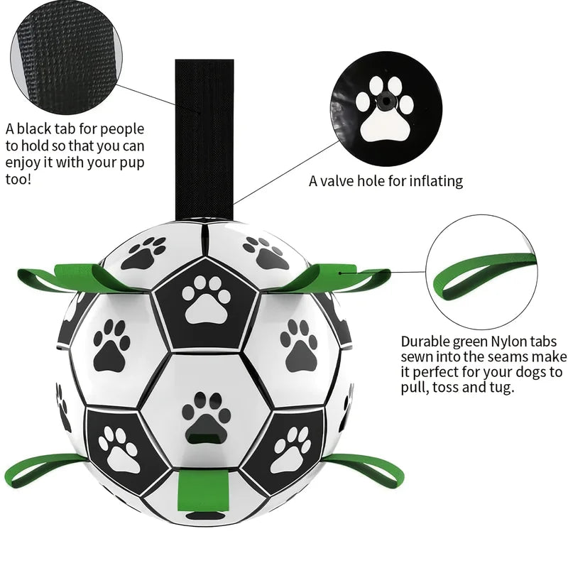 Durable Interactive Dog Soccer Toy with Grip Ring - Water-Resistant Play Ball