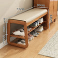 Solid Wood Shoe Changing Stool with Multi-Layer Shoe Storage - Household Shoe Rack
