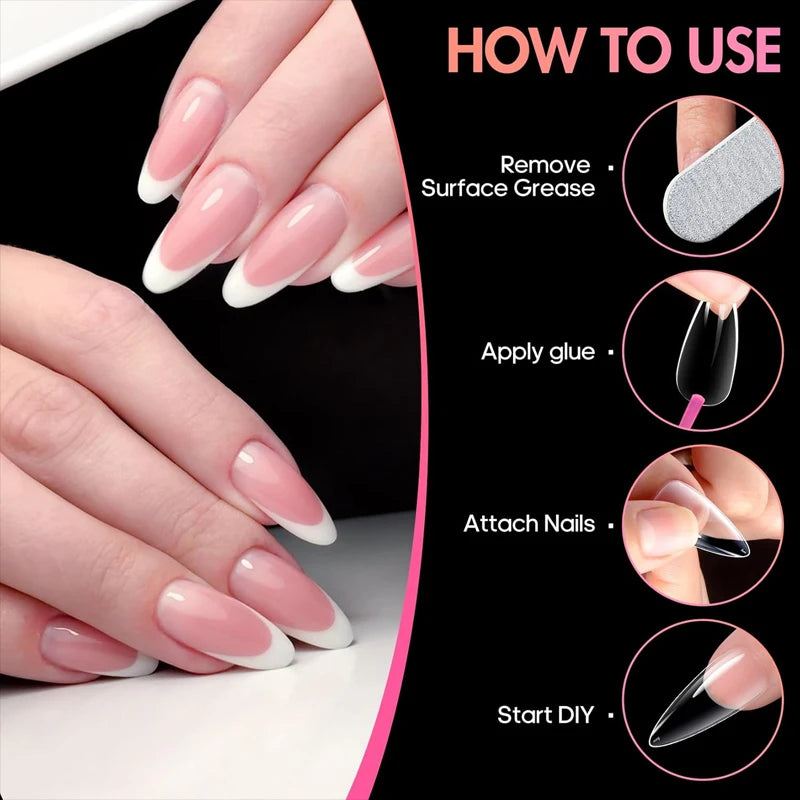 600Pcs Short Square Coffin Fake Nail Tips - Artificial Press-On Manicure Extensions