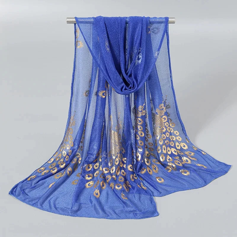 Peacock Bronzing Scarf Women’s Lightweight Breathable Shawl Travel Beach Wrap