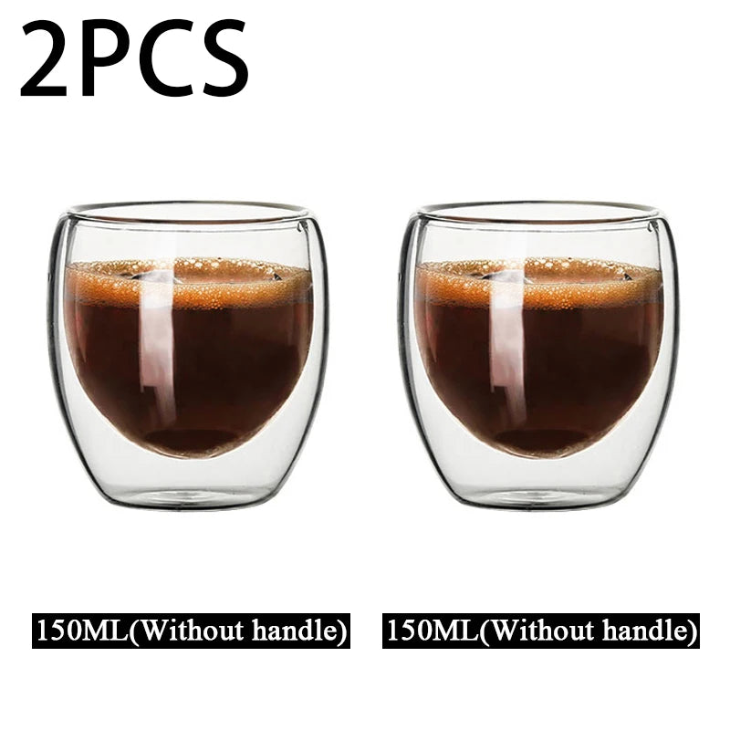 Double-Layer Insulated Glass Coffee Mug - High Borosilicate Tea Cup, Heat Resistant Drinkware