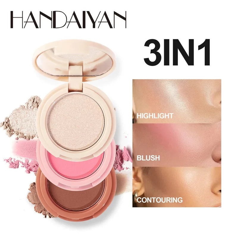 3-in-1 Face Makeup Palette with Highlighter Contouring Blush Eyeshadow