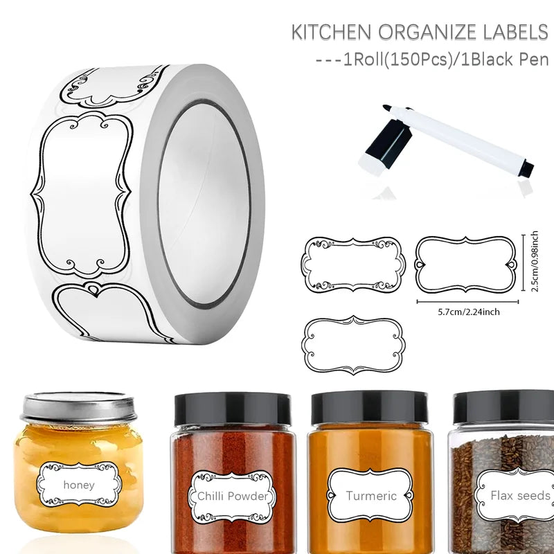 Vintage Printable Food Labels Roll 150pcs - Pantry, Freezer & Kitchen Organization