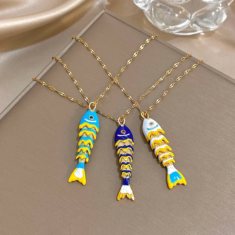 Colorful Fish Pendant Necklace for Women - Versatile Waterproof Jewelry