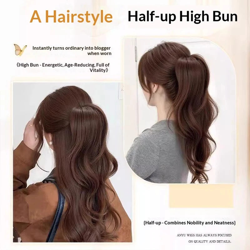 16 Inch Waterfall Half Up Layered Curly Ponytail Synthetic Hair Hair Accessories for Women