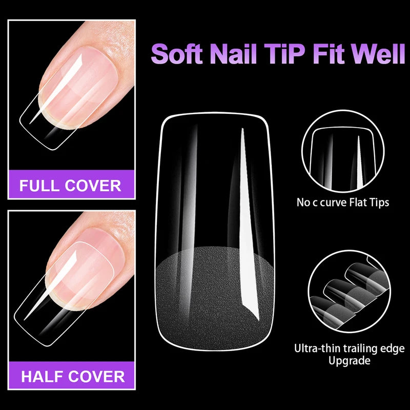 100pcs Short Square Acrylic Nail Tips - Half Matte Fake Capsule Extensions