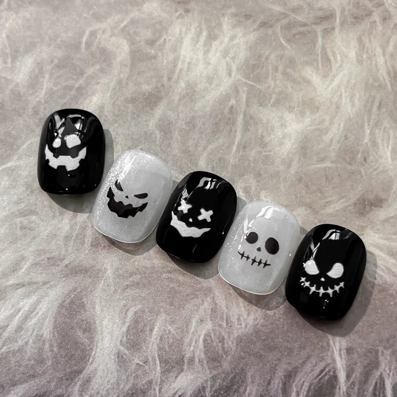 Halloween Nail Charms & Stickers - Dark Spooky Face Pumpkin Art Decals