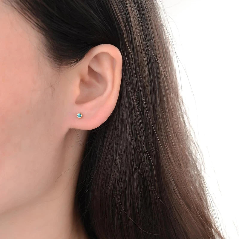 12 Pairs Multicolor Birthstone Ear Piercing Stud Earrings for Ear Piercing Guns